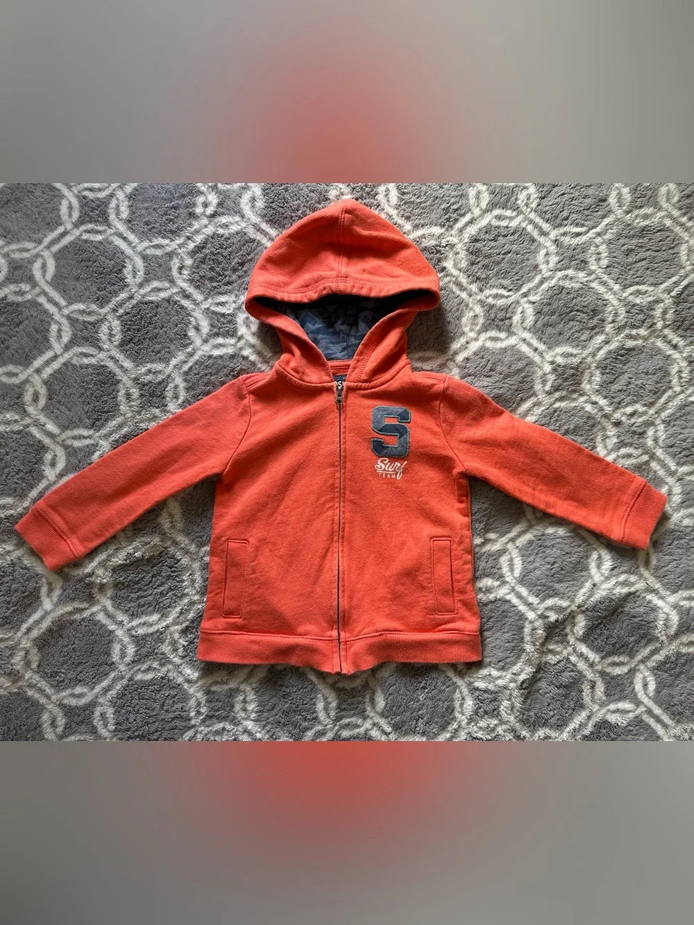 OshKosh B'gosh Orange Hooded Zip Front Sweatshirt with 'S' Chest Patch 24 Months